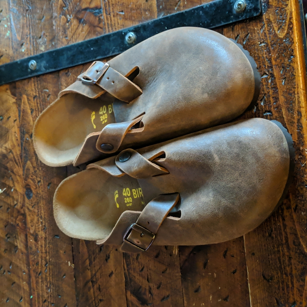 Leather Birkenstock clogs